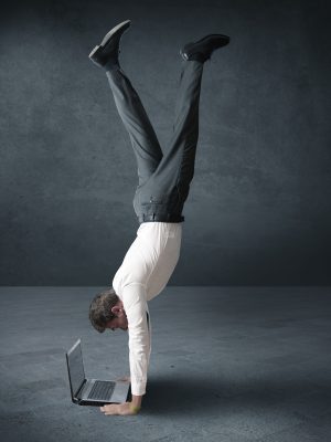Acrobatic work Acrobatic work of a buinessman